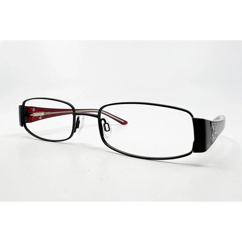 Elle Eyeglasses Womens Black Red Rectangular EL18757 50-18-130